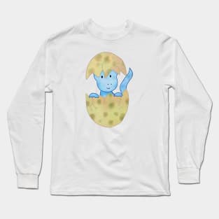 Cute baby dinosaur hatching from an egg Long Sleeve T-Shirt